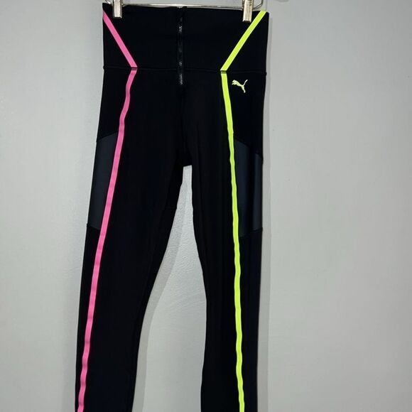 Puma Train Bonded High Waist Zip Womens Training Tights Black Gym Workout Ladies - Picture 3 of 8